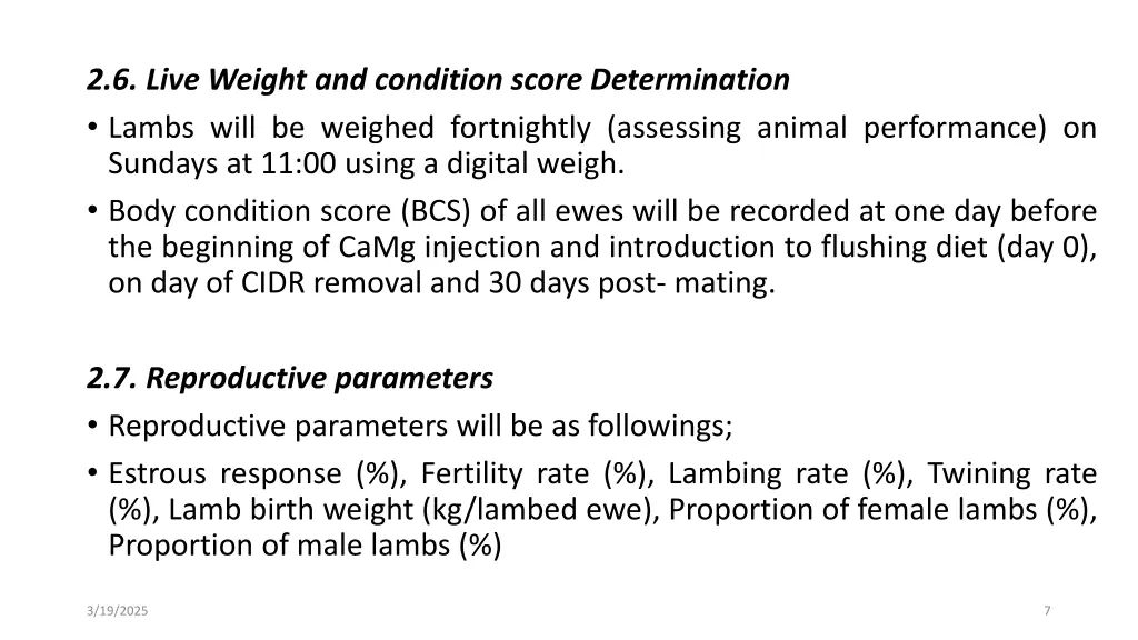 2 6 live weight and condition score determination