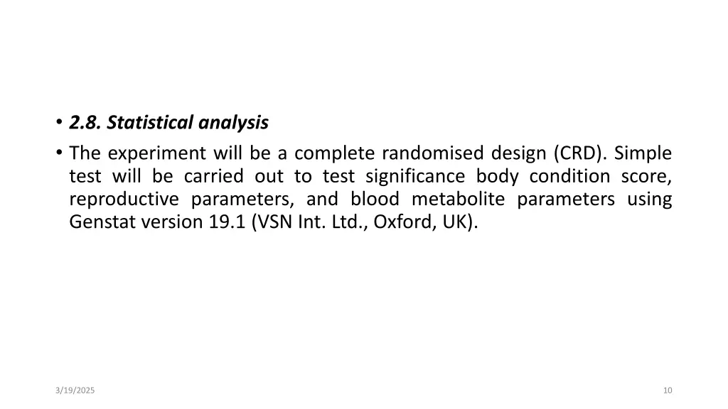 2 8 statistical analysis the experiment will