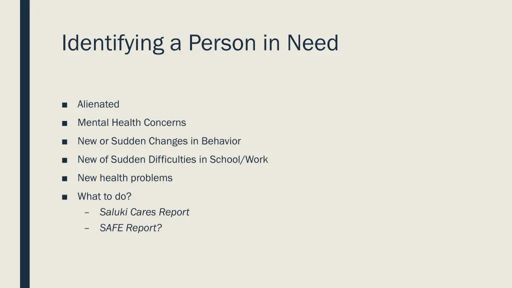 identifying a person in need