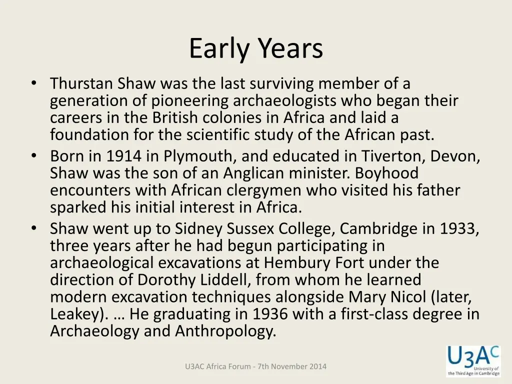 early years