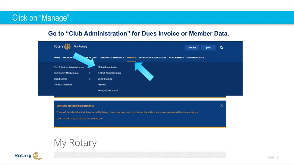 click on manage