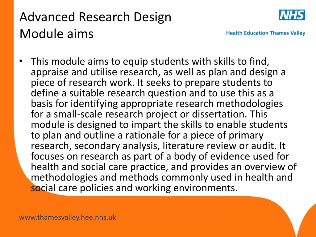 advanced research design module aims