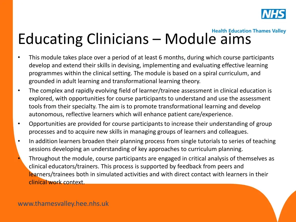 educating clinicians module aims