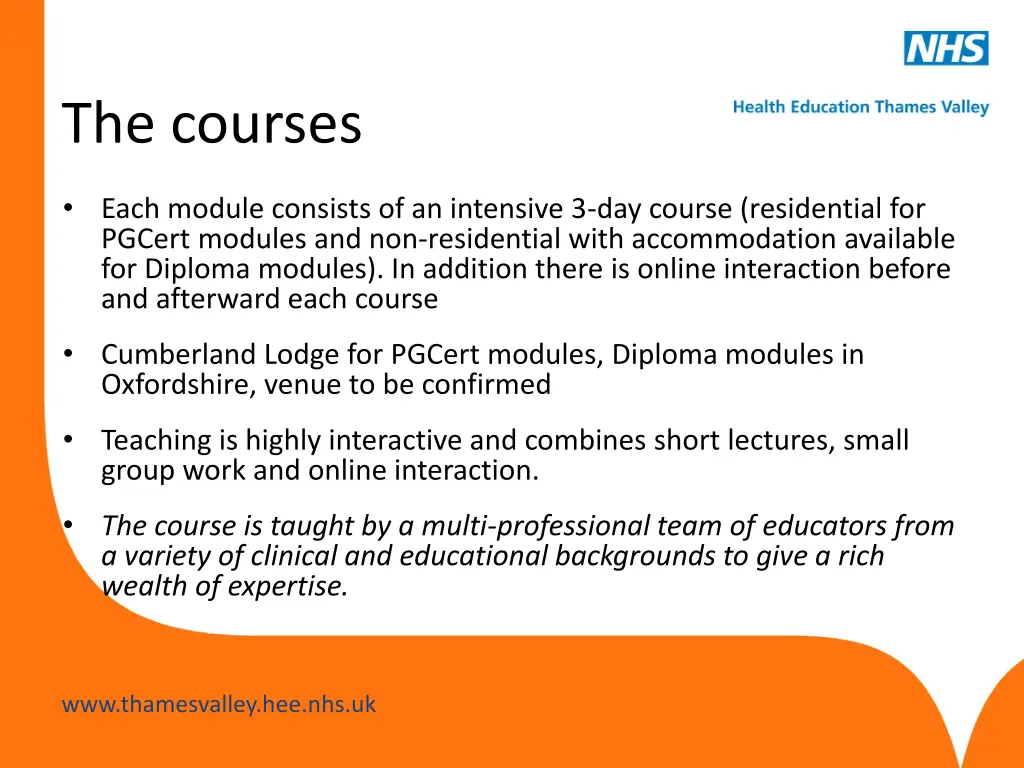 the courses