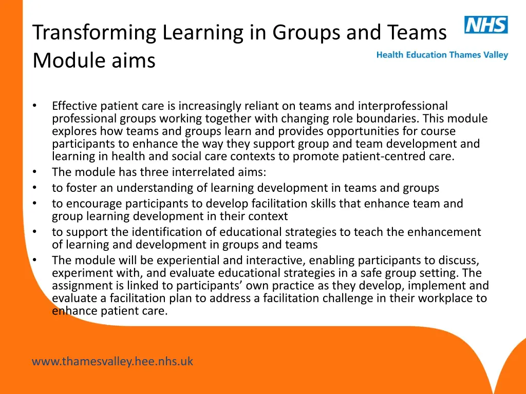 transforming learning in groups and teams module