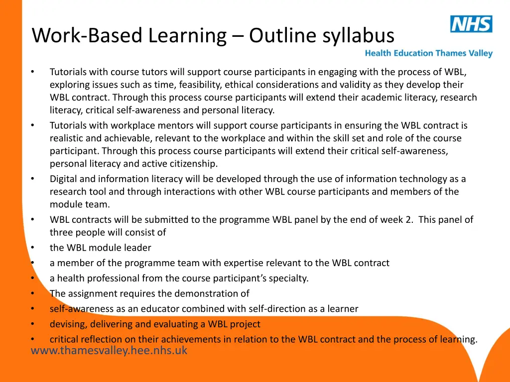 work based learning outline syllabus