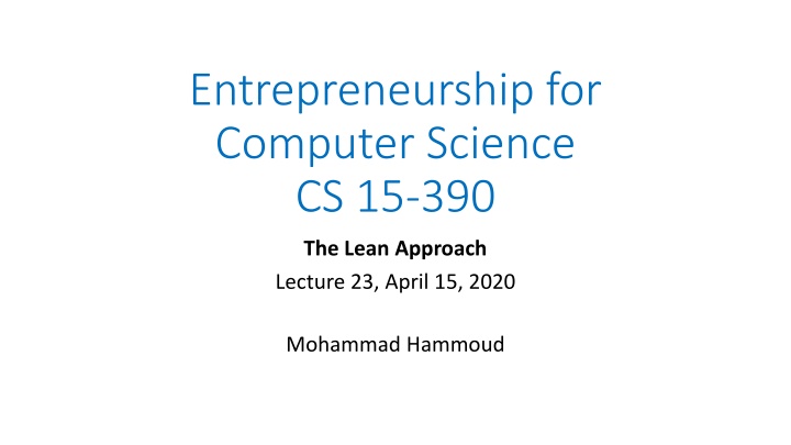 entrepreneurship for computer science cs 15 390