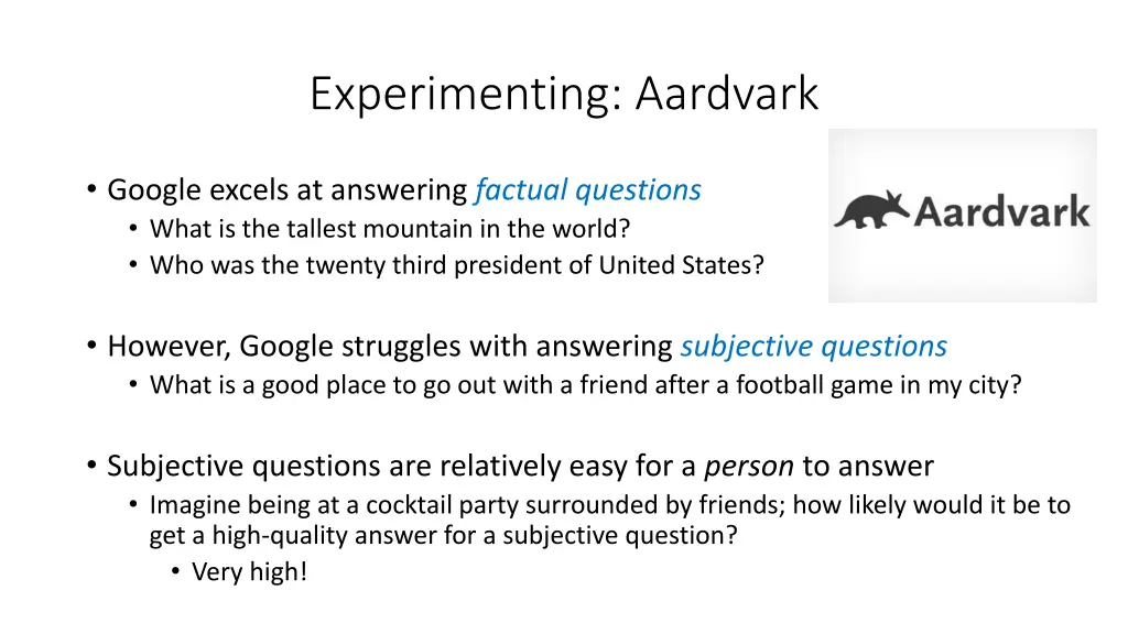 experimenting aardvark