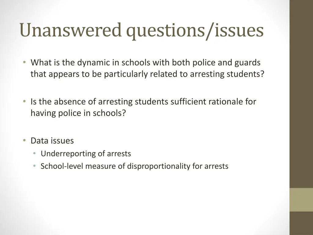 unanswered questions issues