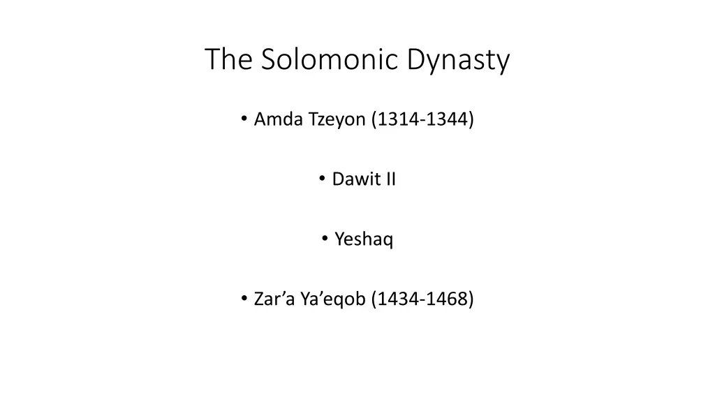 the solomonic dynasty