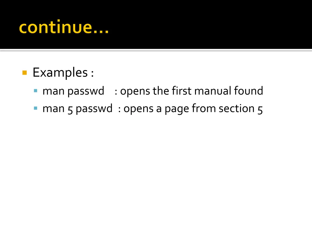 examples man passwd opens the first manual found