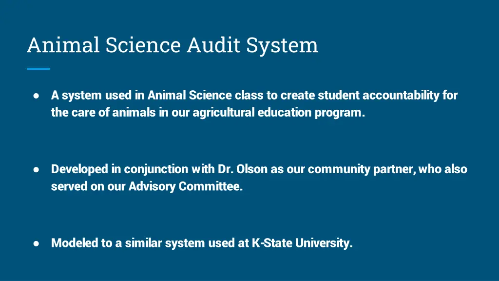 animal science audit system