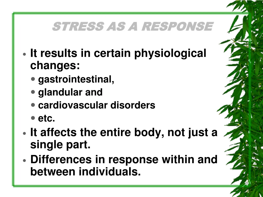 stress as a response stress as a response