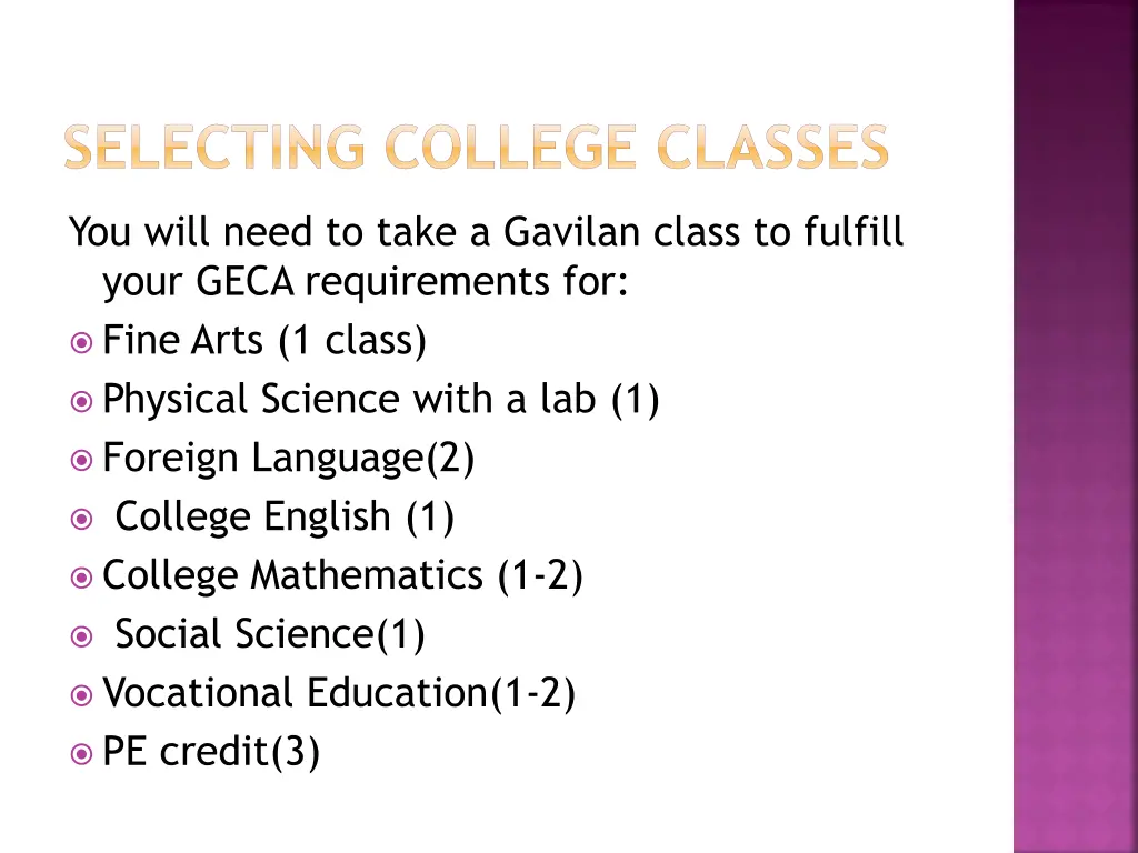 selecting college classes
