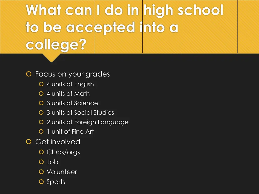 what can i do in high school to be accepted into