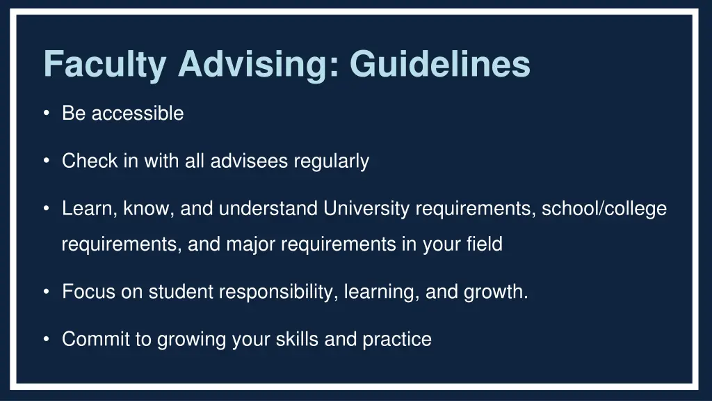 faculty advising guidelines