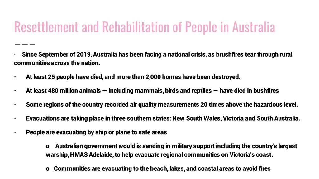 resettlement and rehabilitation of people