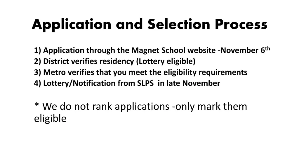 application and selection process