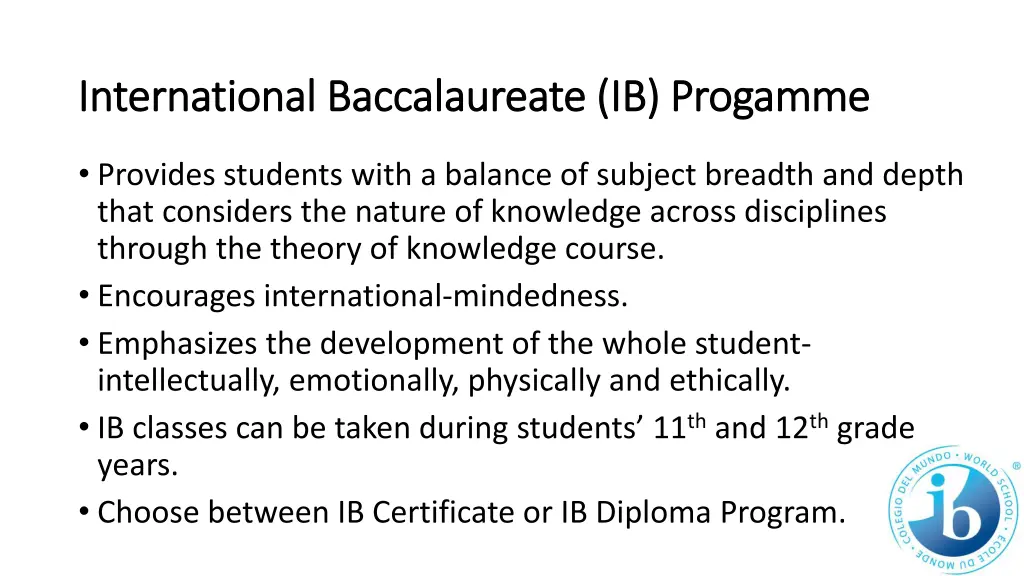 international baccalaureate ib international