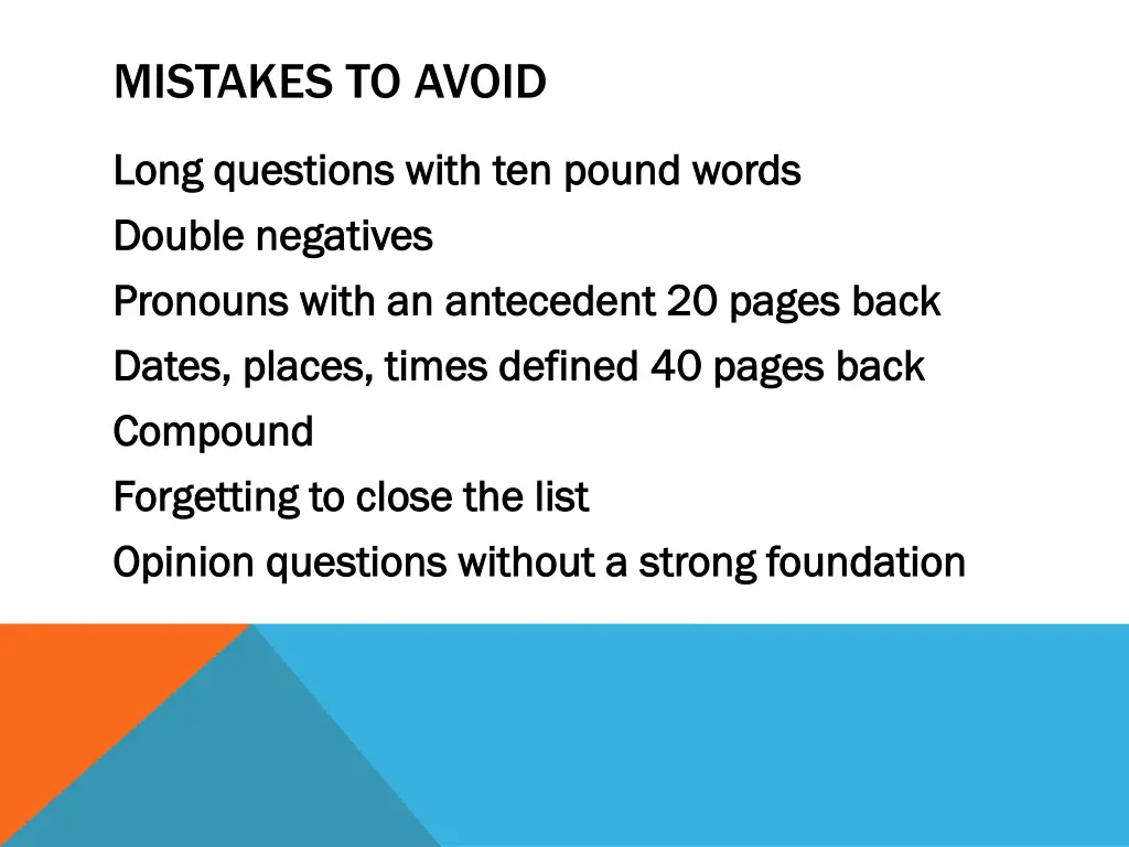 mistakes to avoid