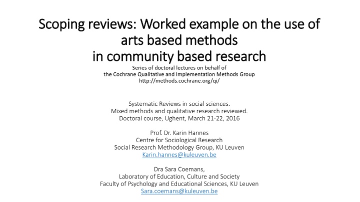 scoping scoping reviews reviews w worked