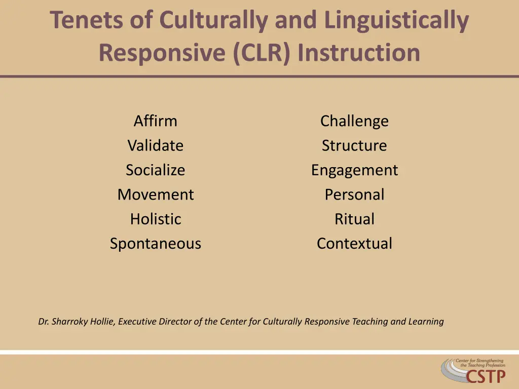 tenets of culturally and linguistically