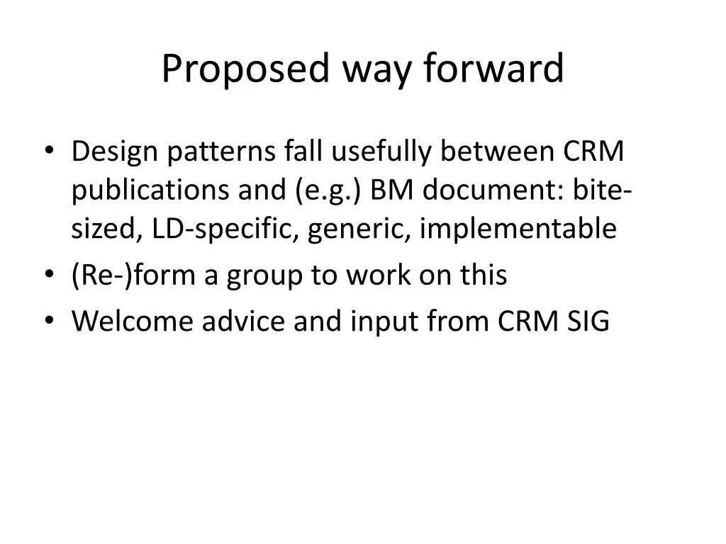 proposed way forward