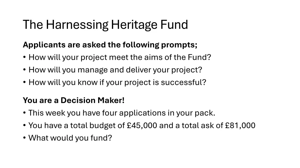 the harnessing heritage fund 1