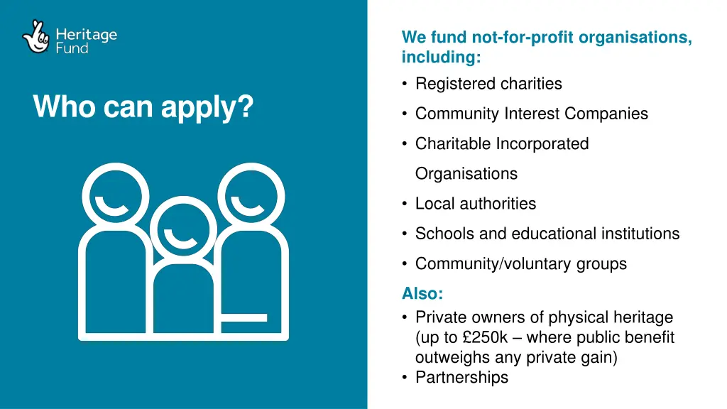we fund not for profit organisations including