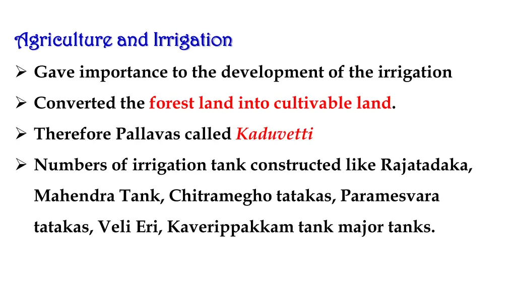 agriculture and irrigation agriculture