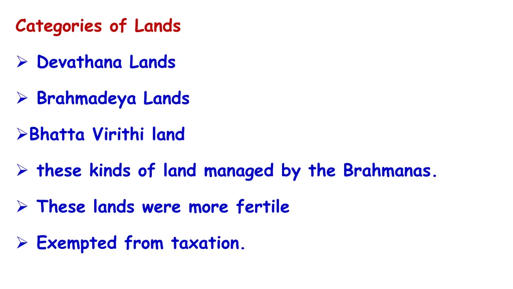 categories of lands