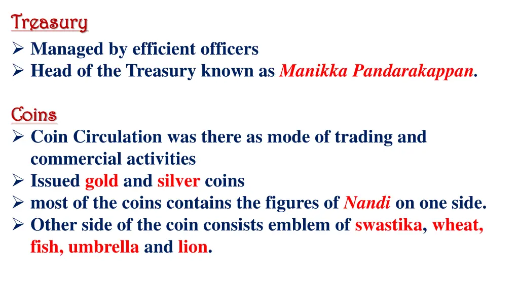 treasury treasury managed by efficient officers