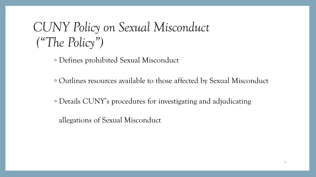 cuny policy on sexual misconduct the policy