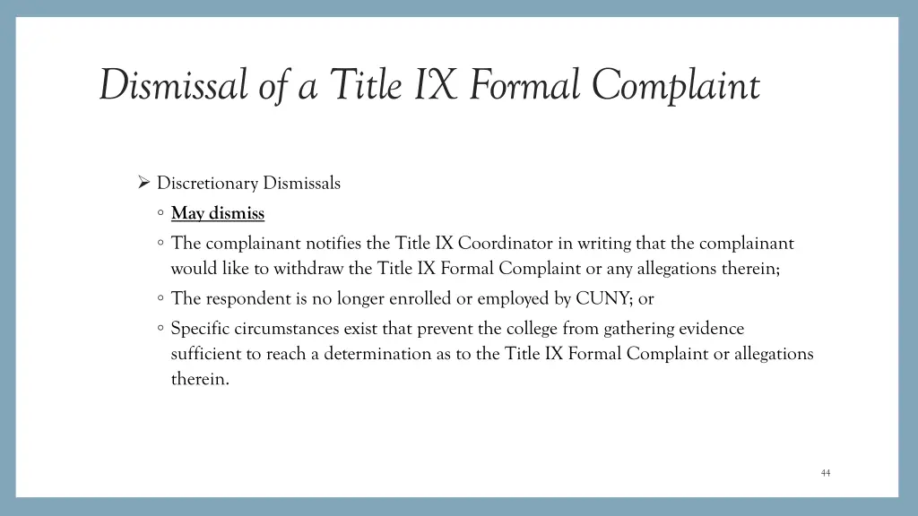 dismissal of a title ix formal complaint 1