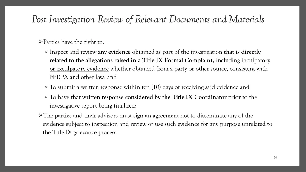 post investigation review of relevant documents