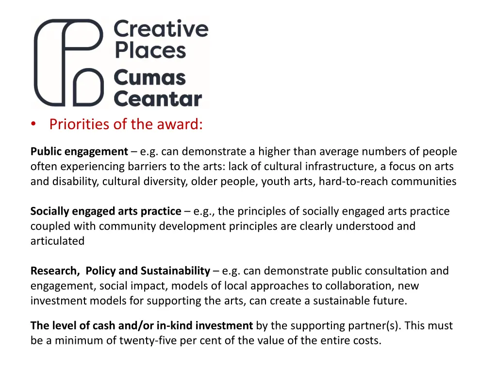 priorities of the award