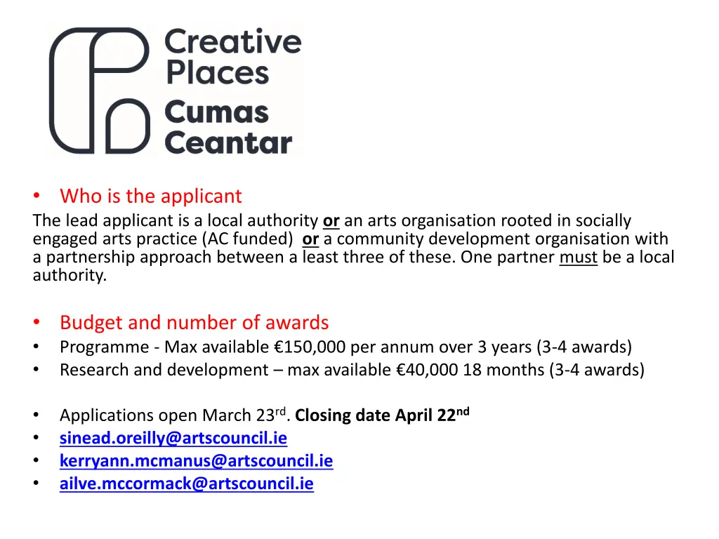 who is the applicant the lead applicant