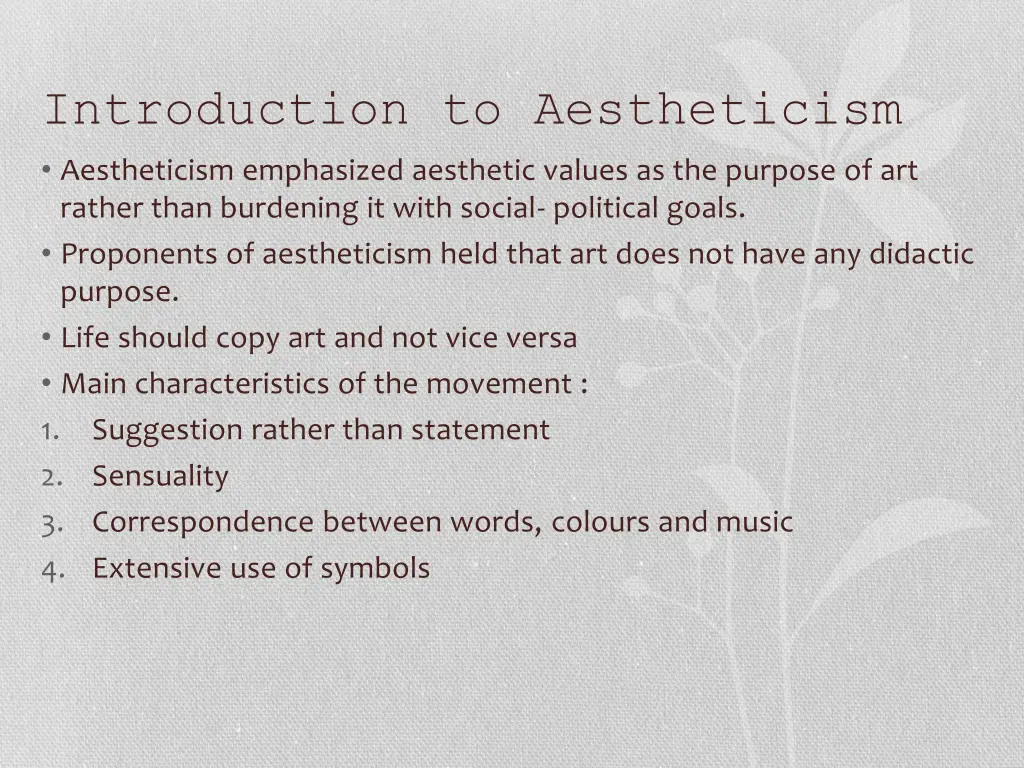 introduction to aestheticism aestheticism