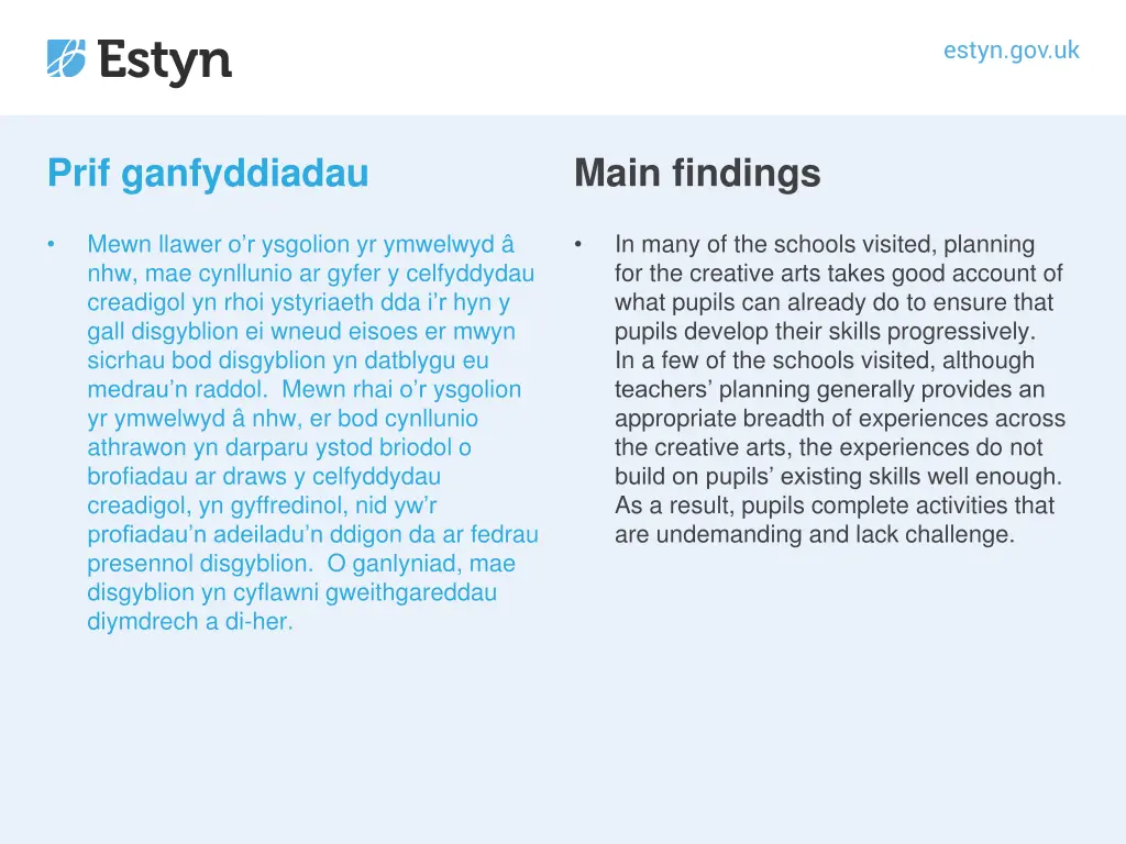 prif ganfyddiadau 3