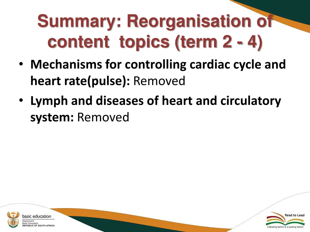 summary reorganisation of content topics term 3