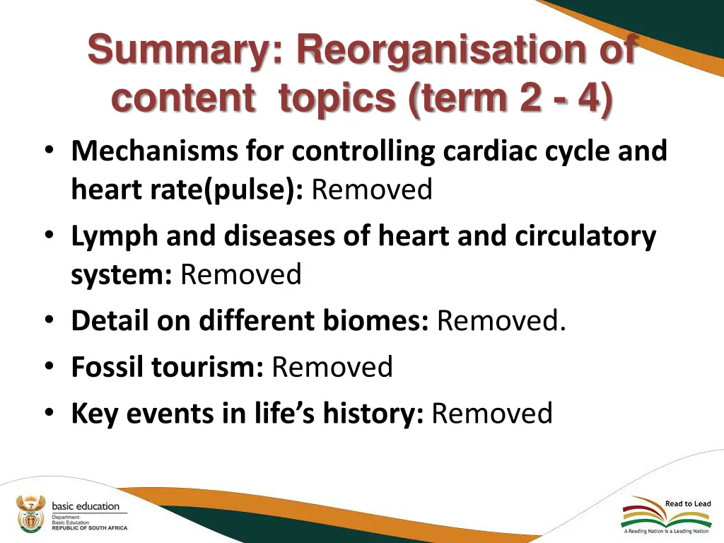 summary reorganisation of content topics term