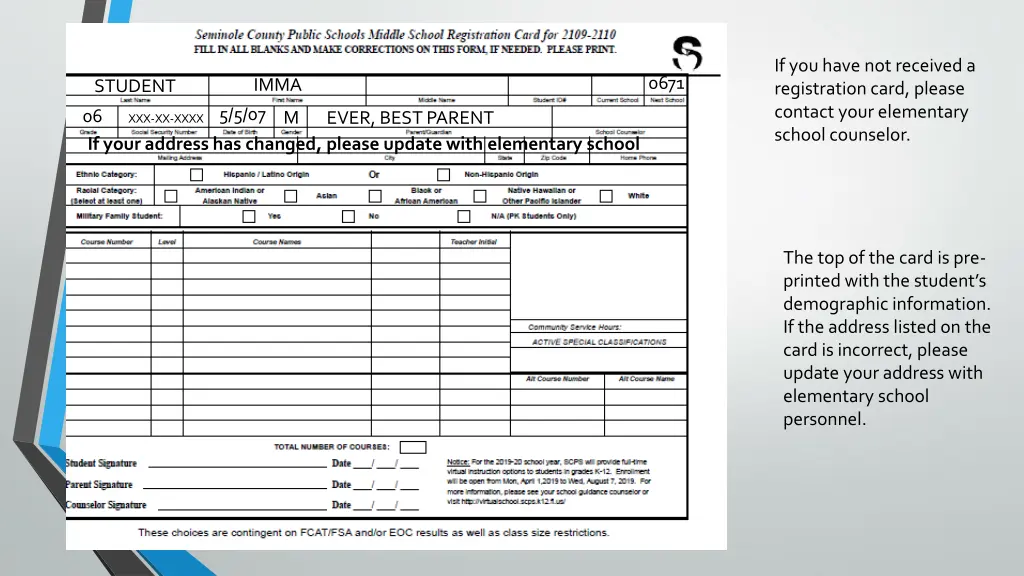 if you have not received a registration card