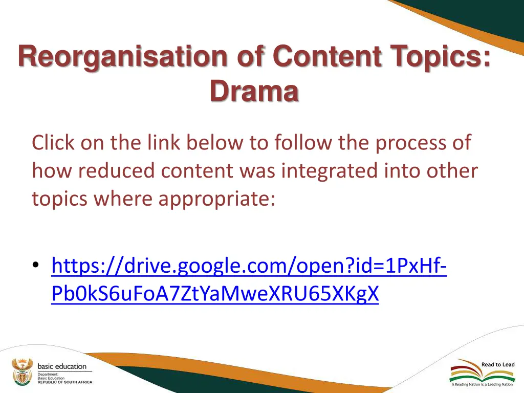 reorganisation of content topics drama click