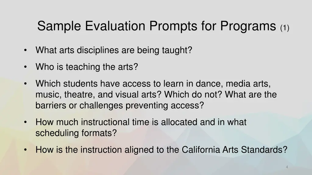 sample evaluation prompts for programs 1