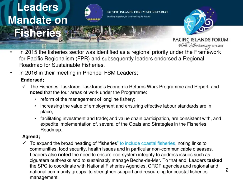 leaders mandate on fisheries