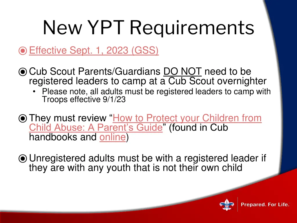 new ypt requirements