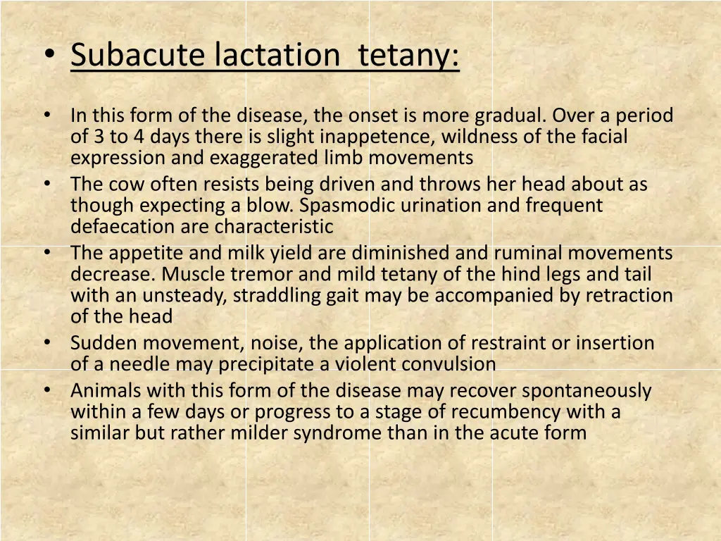 subacute lactation tetany