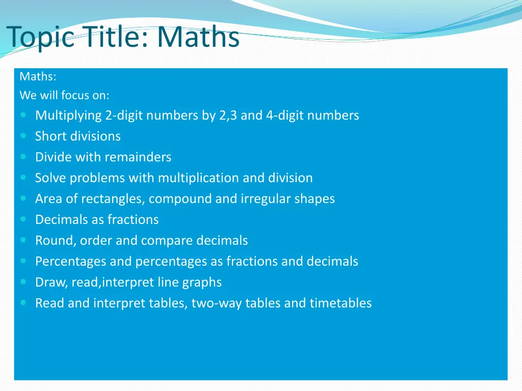 topic title maths