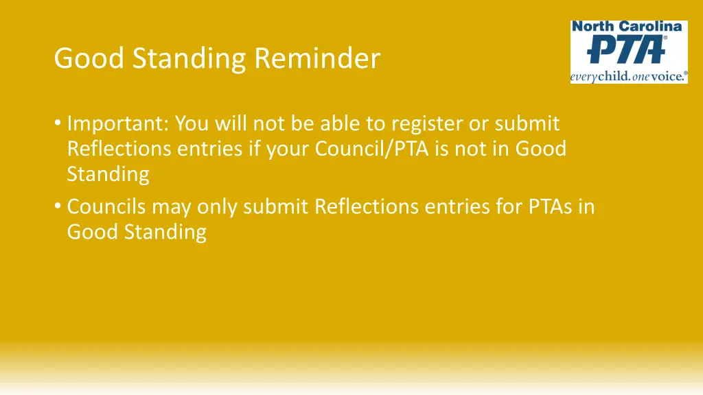 good standing reminder