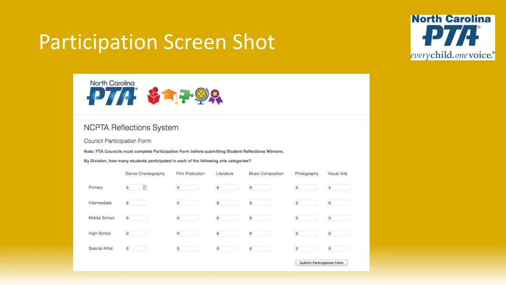 participation screen shot